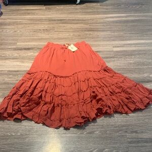 Women's Ruffled Burnt Orange Skirt by Easel